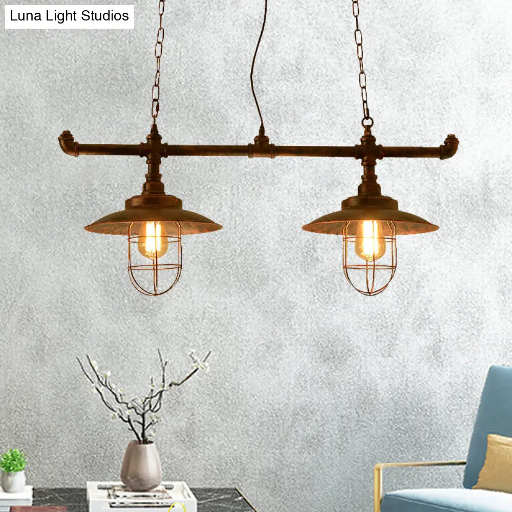 DecorBites™ Wire Guard Hanging Light with Pipe Design - 2-Light Weathered Copper Iron Island Lighting"

Note: While keeping the title concise for SEO purposes, it is important to maintain the essential product details in the improved title.