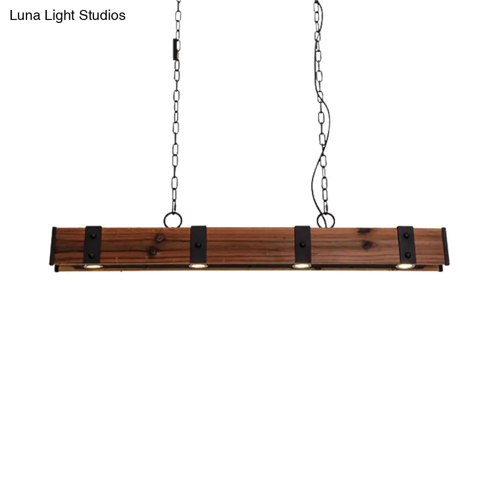 DecorBites™ Wood Beam Down Light Kitchen Island Lighting - Lodge Style with 4 Lights and Chain - Black Finish