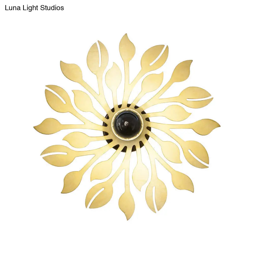 DecorBites™ Wooden Floral Wall Sconce: Simple Style, 1 Head Beige Lighting Fixture for Bedroom