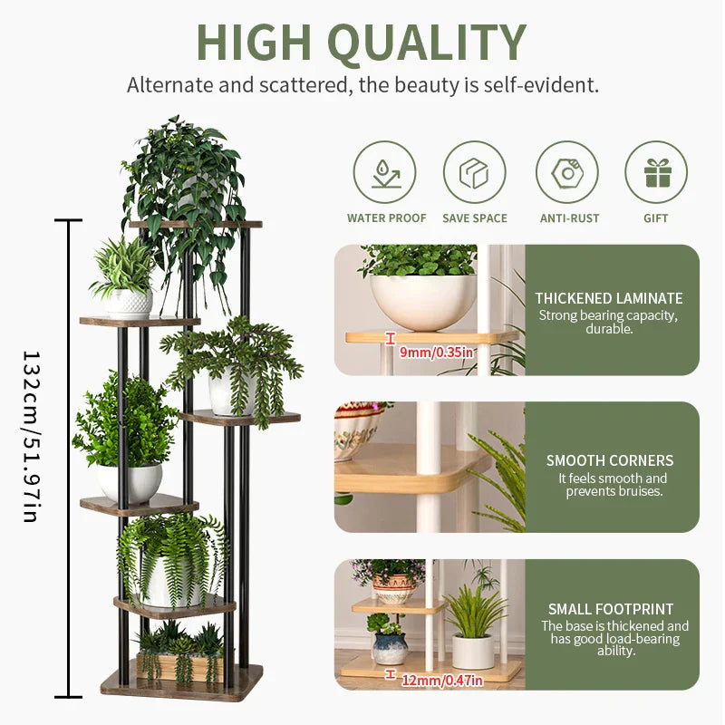 DecorBites™ Wooden Flower Plant Stand Shelf - 4/5/6 Tier
