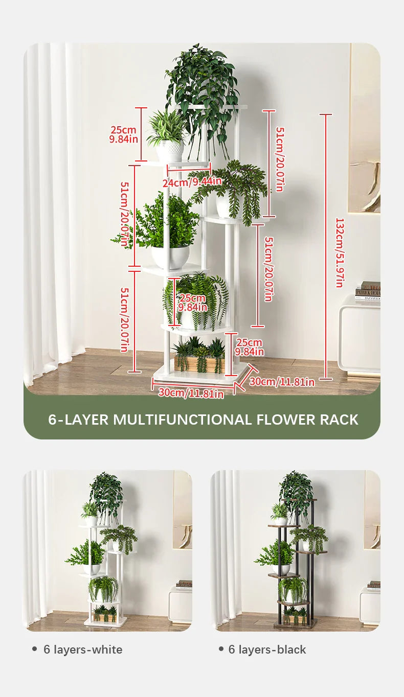 DecorBites™ Wooden Flower Plant Stand Shelf - 4/5/6 Tier