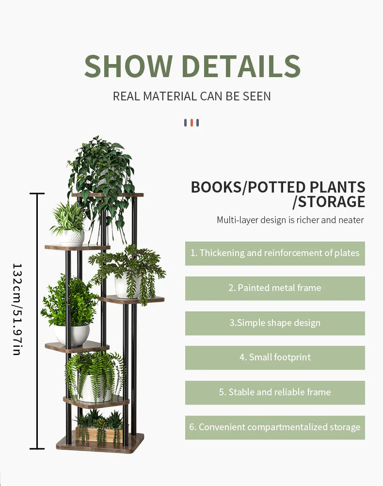 DecorBites™ Wooden Flower Plant Stand Shelf - 4/5/6 Tier