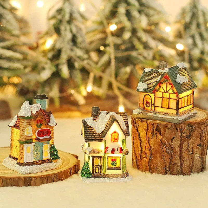 DecorBites™ Wooden LED Light House Christmas Decorations