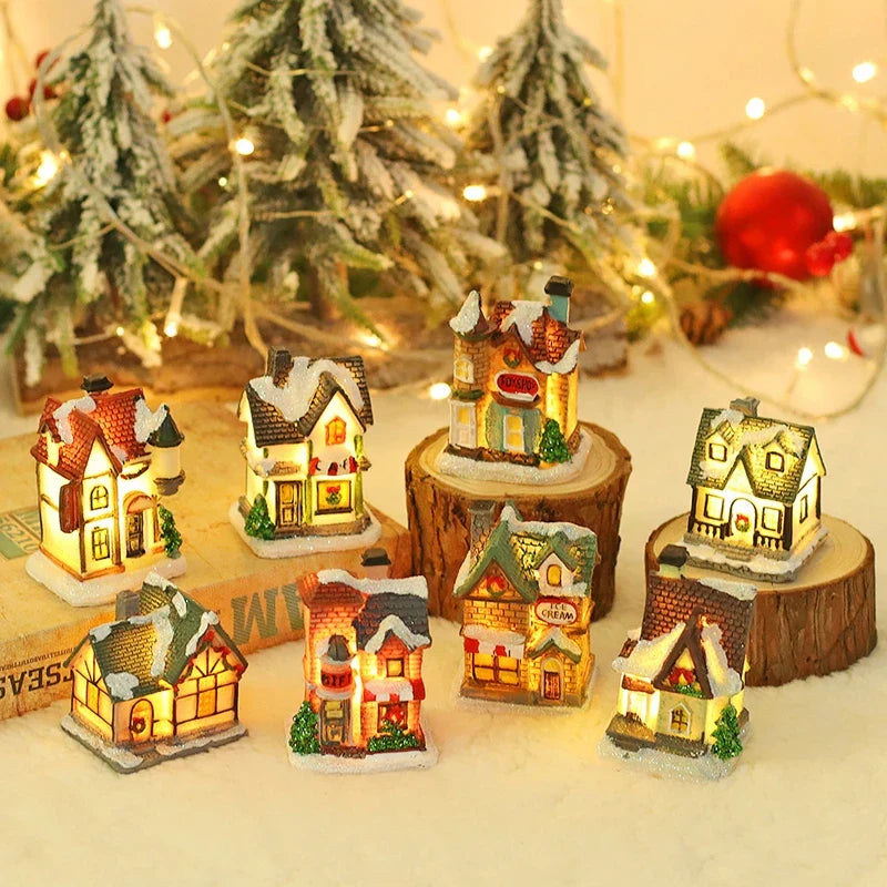 DecorBites™ Wooden LED Light House Christmas Decorations