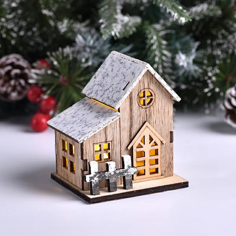 DecorBites™ Wooden LED Light House Christmas Decorations