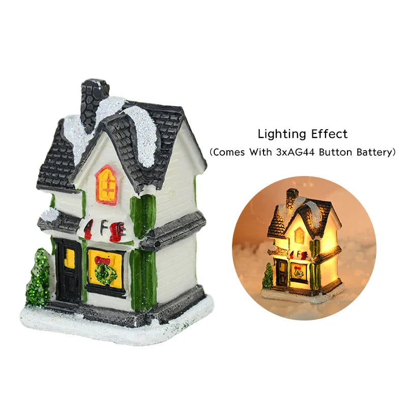 DecorBites™ Wooden LED Light House Christmas Decorations