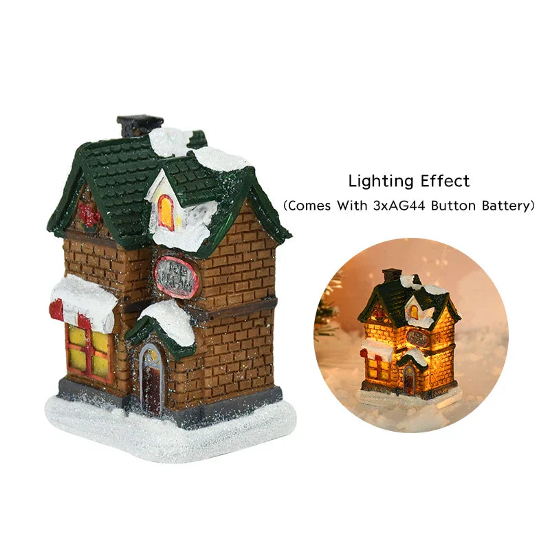 DecorBites™ Wooden LED Light House Christmas Decorations