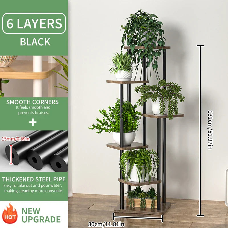 DecorBites™ Wooden Plant Stand Shelf Tiered Flower Pot Display