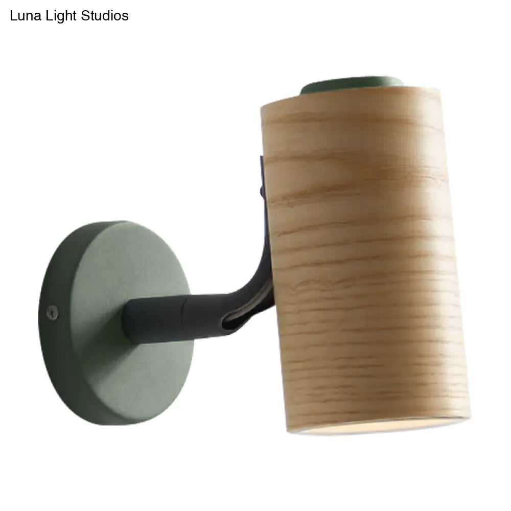 DecorBites™ Wooden Wall Mounted Macaron Sconce Light Fixture - 1 Head Tube Lamp in Yellow/Green/Blue for Bathroom