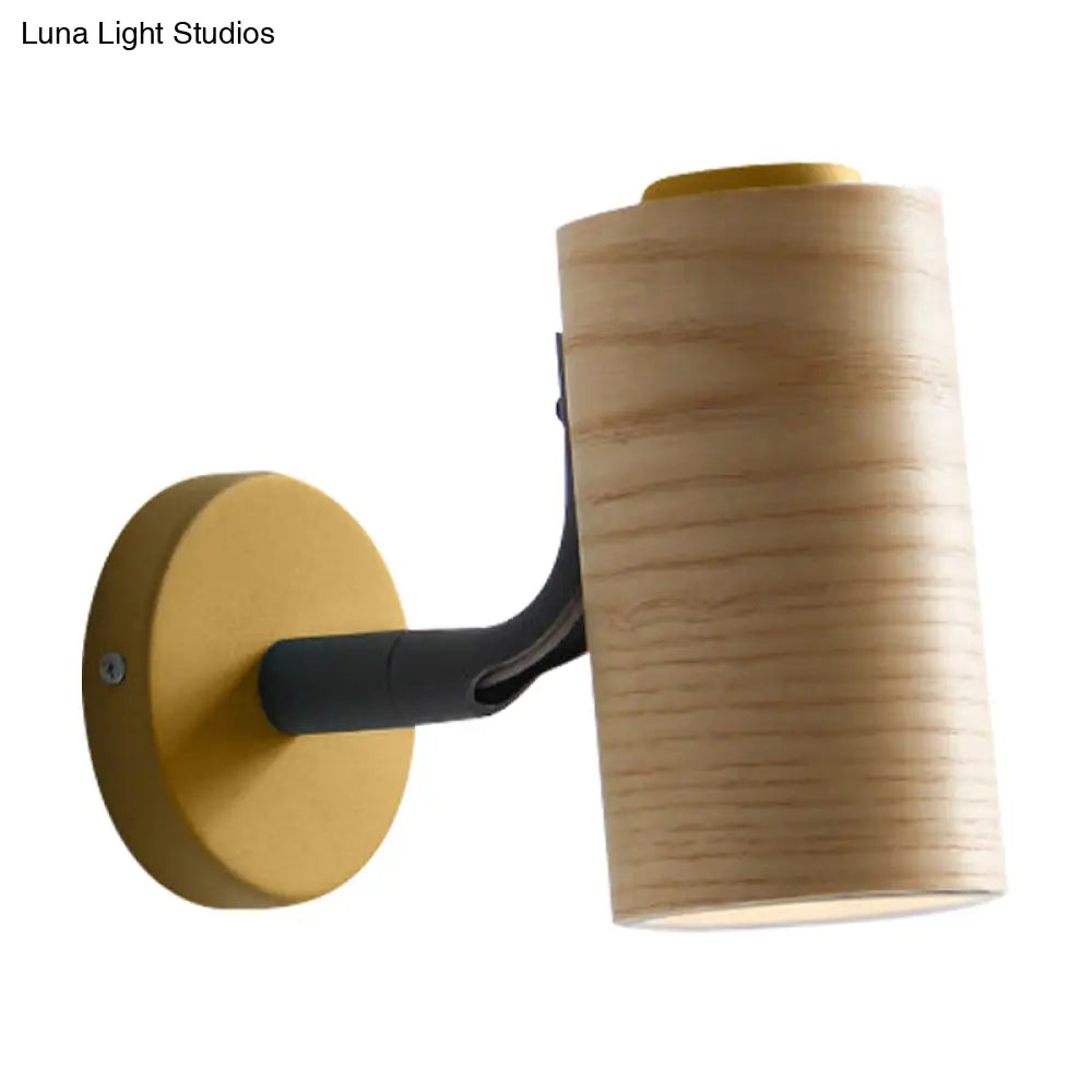 DecorBites™ Wooden Wall Mounted Macaron Sconce Light Fixture - 1 Head Tube Lamp in Yellow/Green/Blue for Bathroom