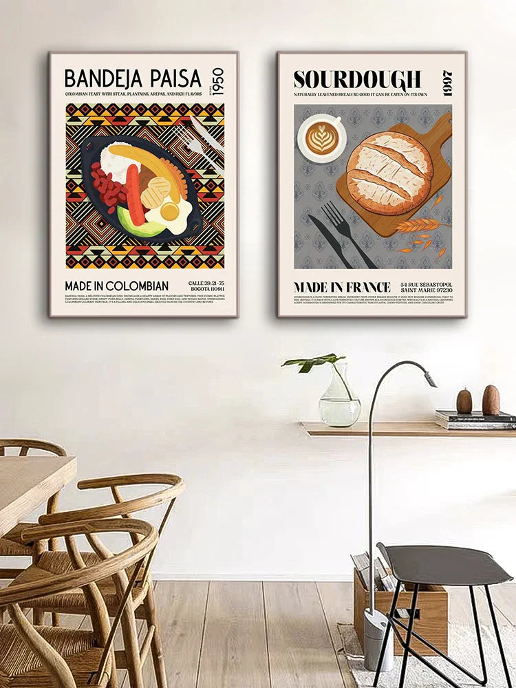 DecorBites™ World Cuisine Food Canvas Print for Home Decor