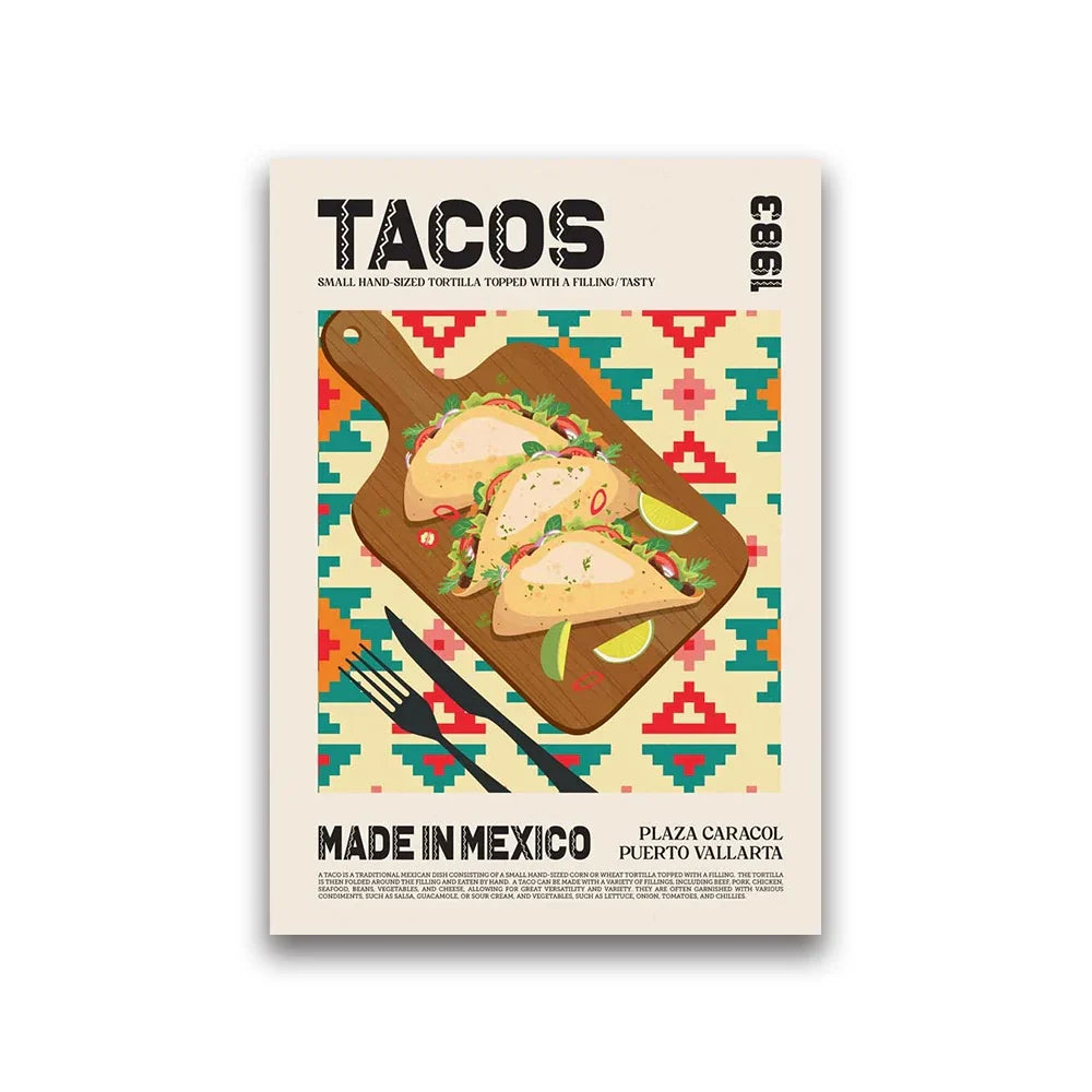 DecorBites™ World Cuisine Food Canvas Print for Home Decor