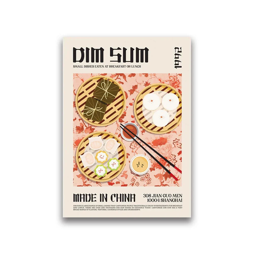 DecorBites™ World Cuisine Food Canvas Print Home Decor