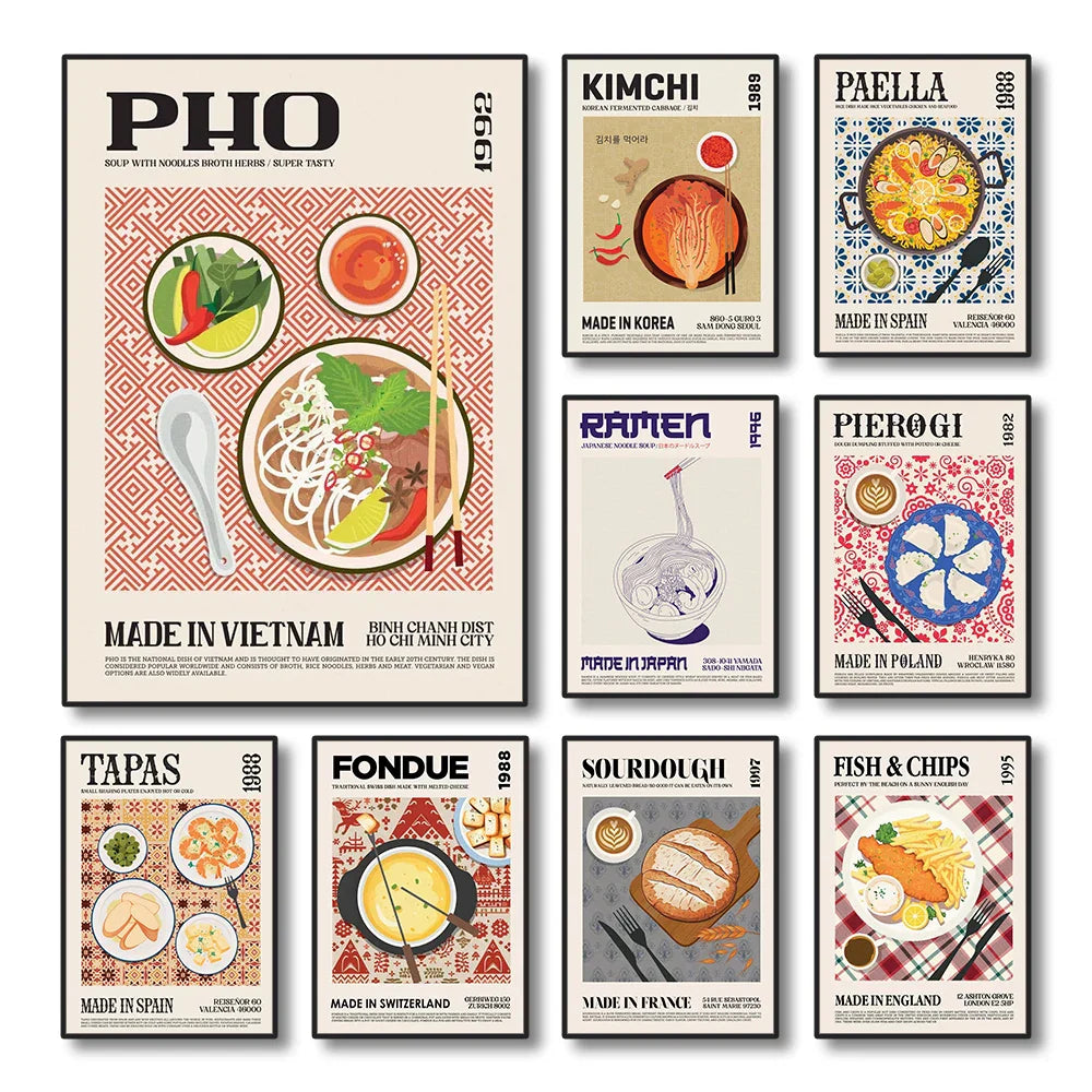 DecorBites™ World Cuisine Food Canvas Print Home Decor