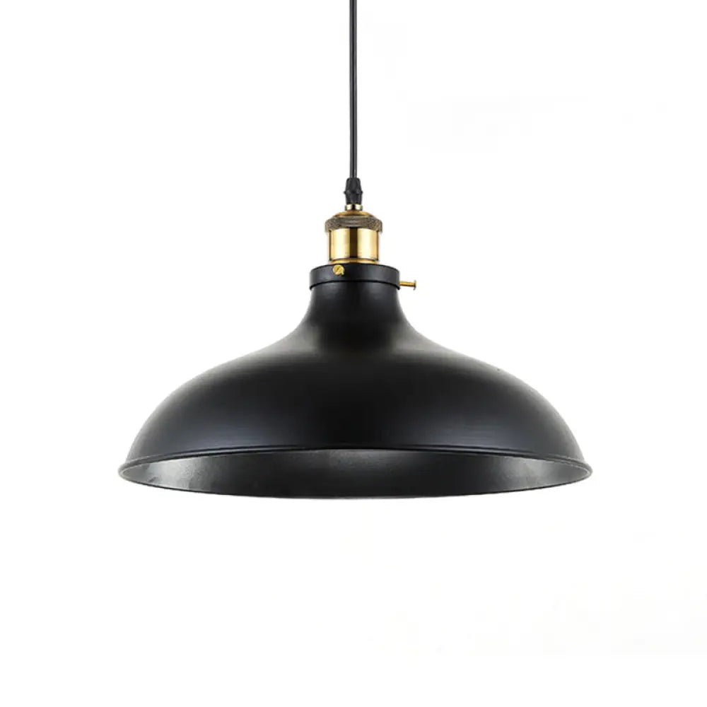 DecorBites™ Wrought Iron Dome Industrial Ceiling Fixture Pendant Lighting - 12"/14" Diameter, 1 Light - Weathered Brass/Black