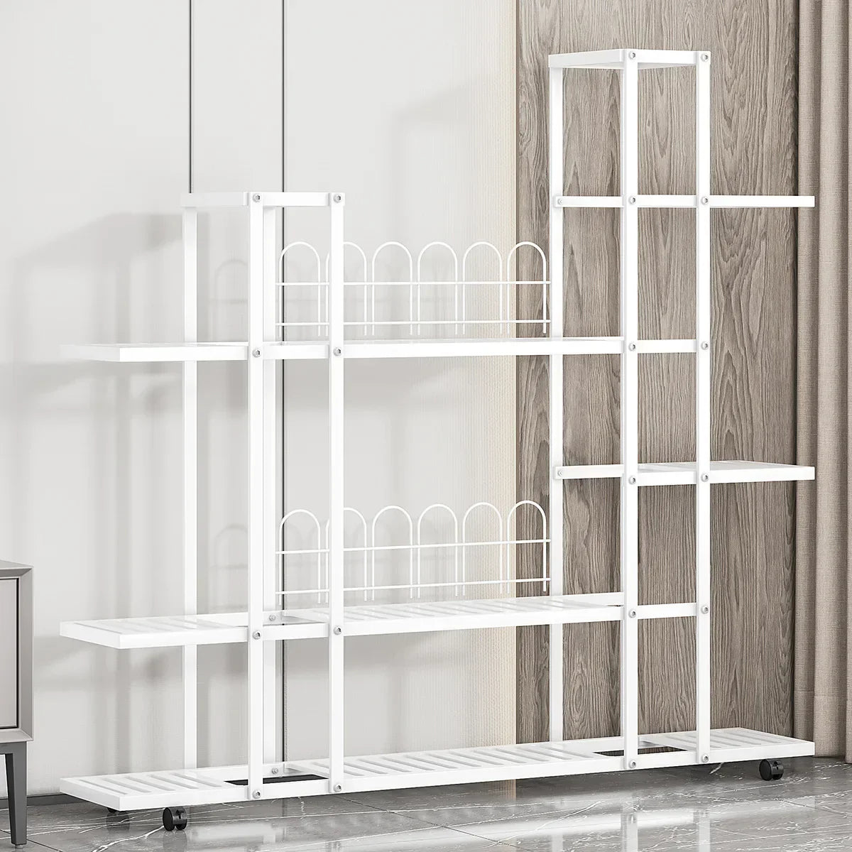 DecorBites™ Wrought Iron Plant Stand with Wheels