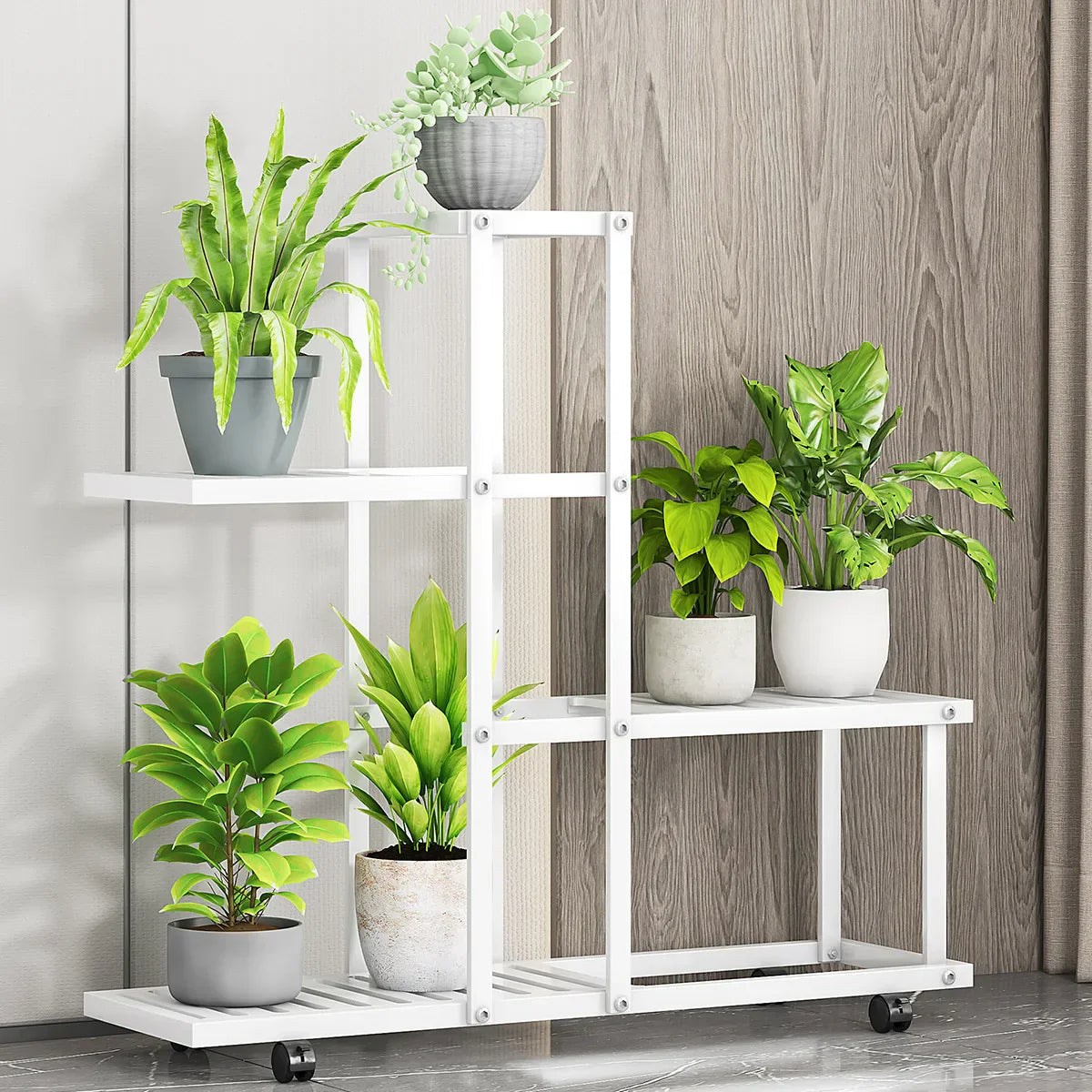 DecorBites™ Wrought Iron Plant Stand with Wheels