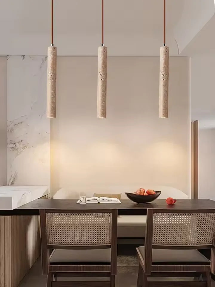 DecorBites™ Yellow Travertine Pendant Light for Kitchen Island