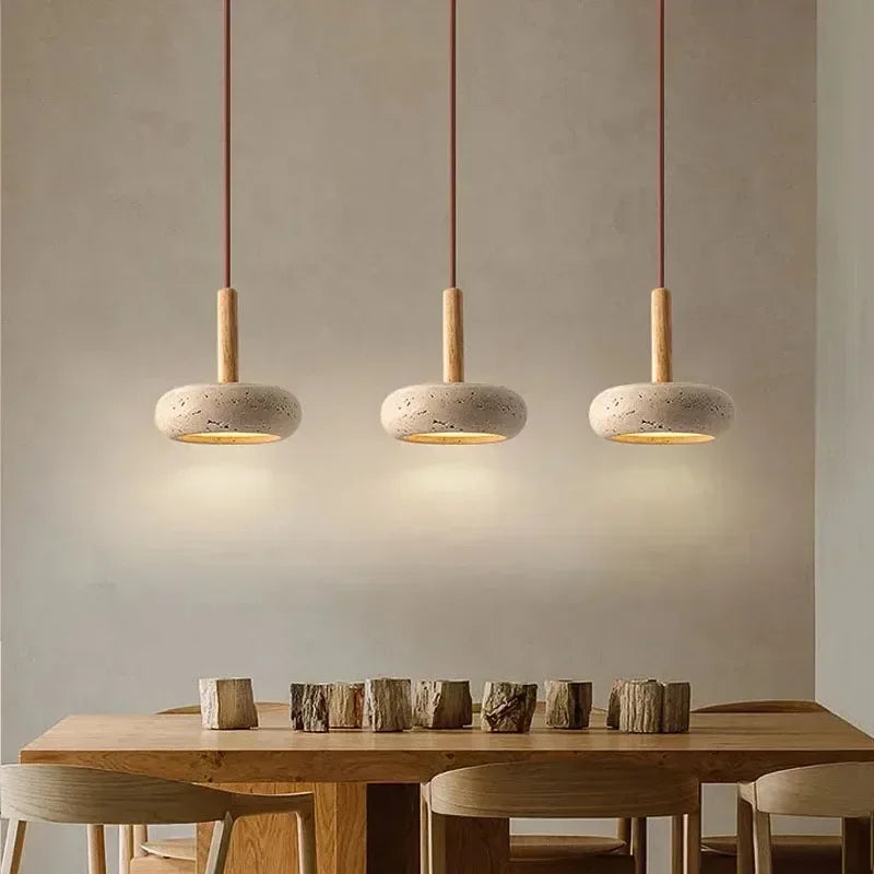 DecorBites™ Yellow Travertine Pendant Light for Kitchen Island