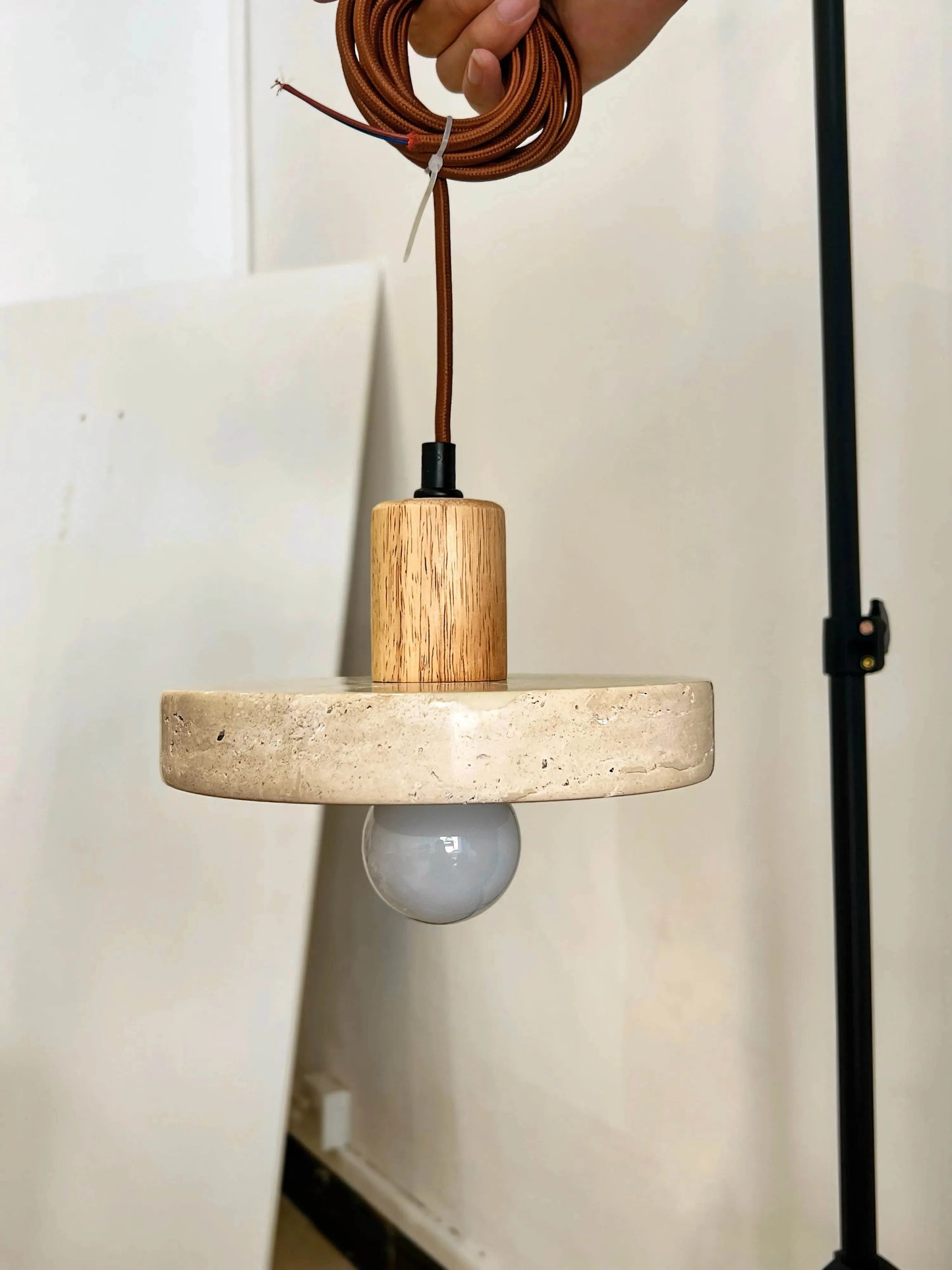 DecorBites™ Yellow Travertine Pendant Light for Kitchen Island