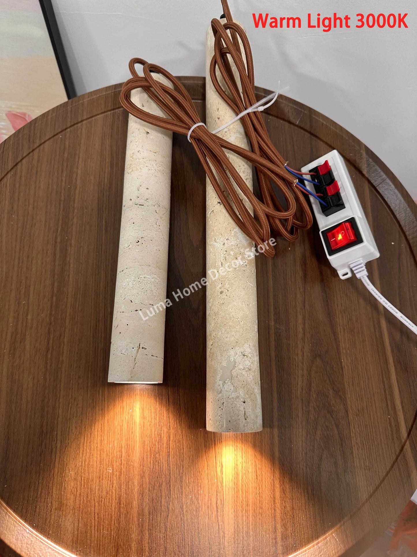 DecorBites™ Yellow Travertine Pendant Light for Kitchen Island