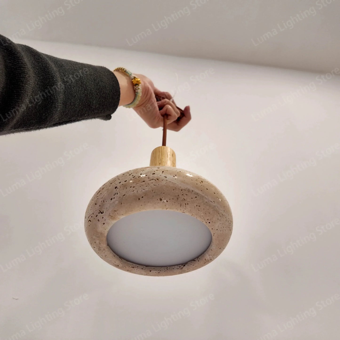 DecorBites™ Yellow Travertine Pendant Light for Kitchen Island