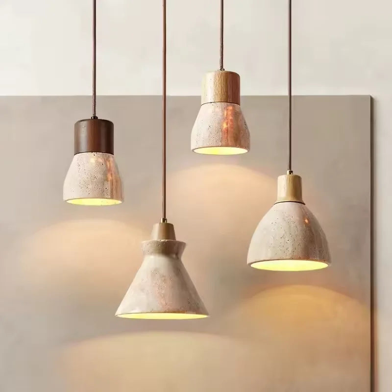DecorBites™ Yellow Travertine Pendant Light for Kitchen Island
