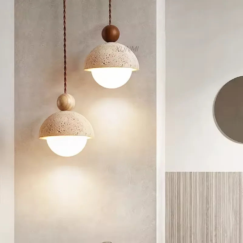 DecorBites™ Yellow Travertine Pendant Light for Kitchen Island