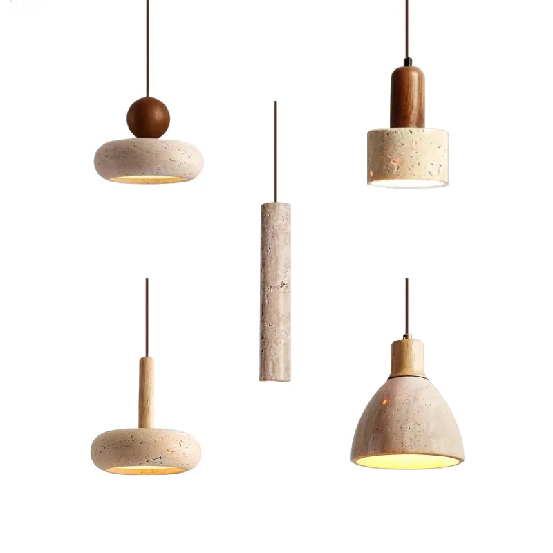DecorBites™ Yellow Travertine Pendant Light for Kitchen Island