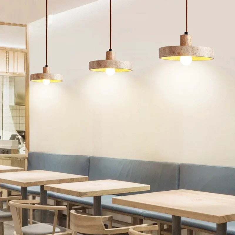 DecorBites™ Yellow Travertine Pendant Light for Kitchen Island