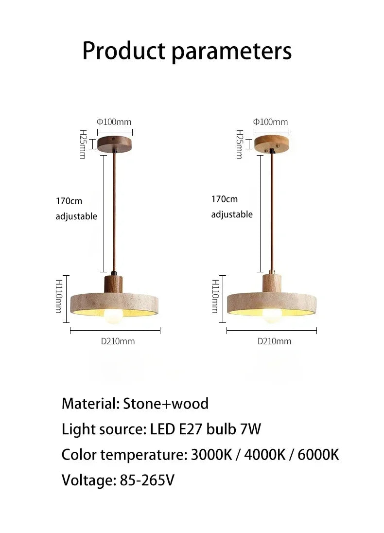 DecorBites™ Yellow Travertine Pendant Light for Kitchen Island