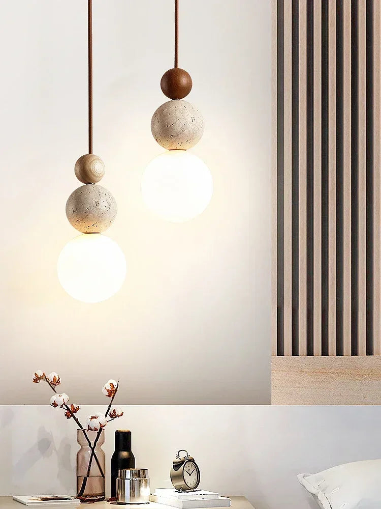 DecorBites™ Yellow Travertine Pendant Light for Kitchen Island