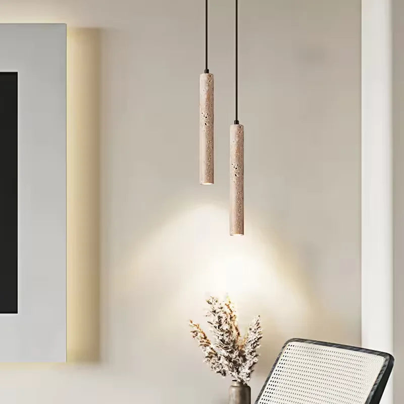 DecorBites™ Yellow Travertine Pendant Light for Kitchen Island