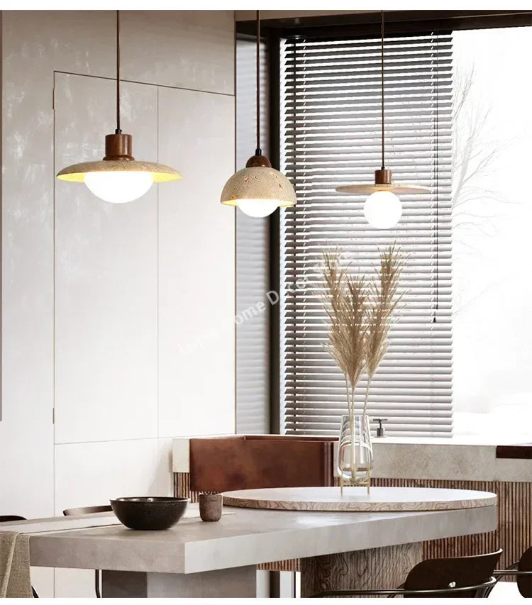 DecorBites™ Yellow Travertine Pendant Light for Kitchen Island
