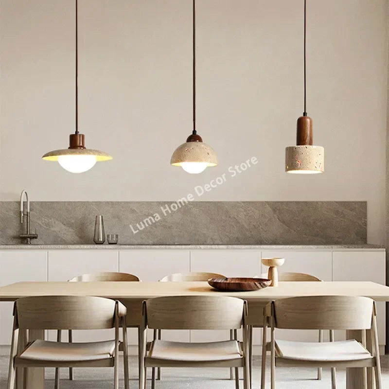 DecorBites™ Yellow Travertine Pendant Light for Kitchen Island